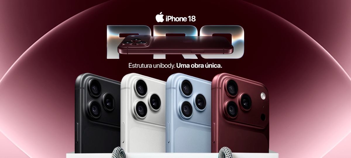 iPhone 18 Pro nas cores preto, branco, azul e vinho